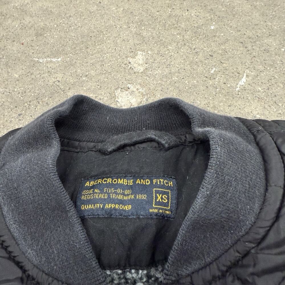 ABERCROMBIE & FITCH QUILTED ARMY MILITARY SNAP BOMBER JACKET BLACK MENS XS - Picture 6 of 9